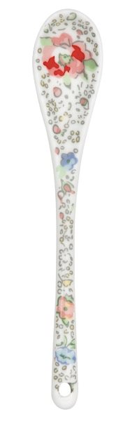 Vivianne ske med blomster i porcelæn - Nedsat fra 39,-